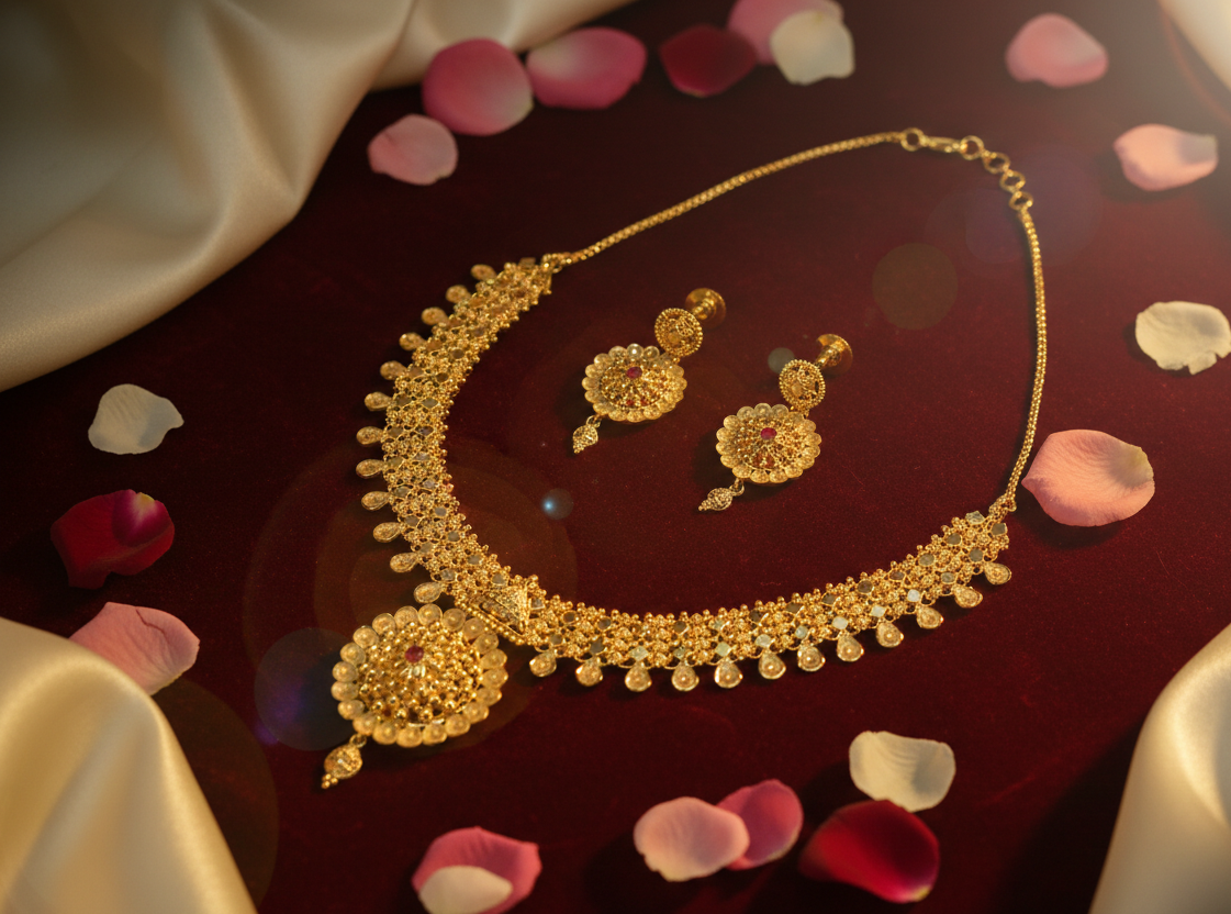Gold Plated Necklace Set (BX2 SNS 47)